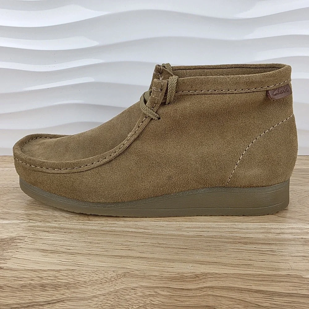 Clarks Wallaston Boots Mens Size 11 Sand Suede Wallabee Style Moc Toe Chukka